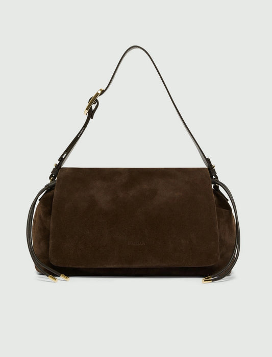 Marella Dark Brown Suede Drawstring Bag