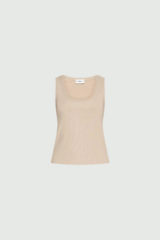 Marella Sport Beige Rib Knit Sleeveless Jersey Top