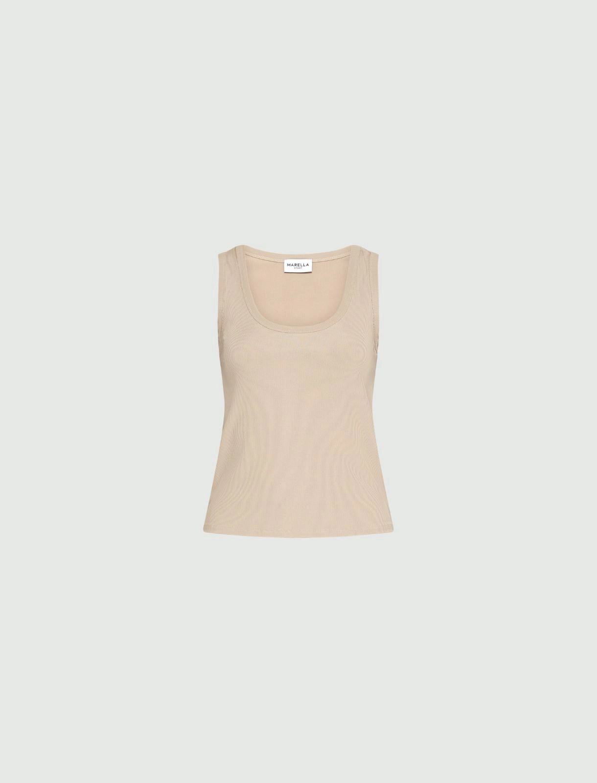 Marella Sport Beige Rib Knit Sleeveless Jersey Top