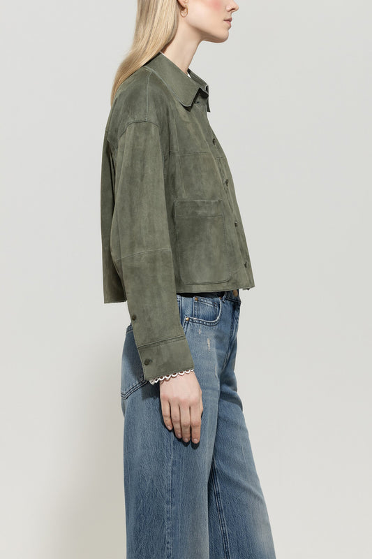 Luisa Cerano suede shirt jacket khaki 428013