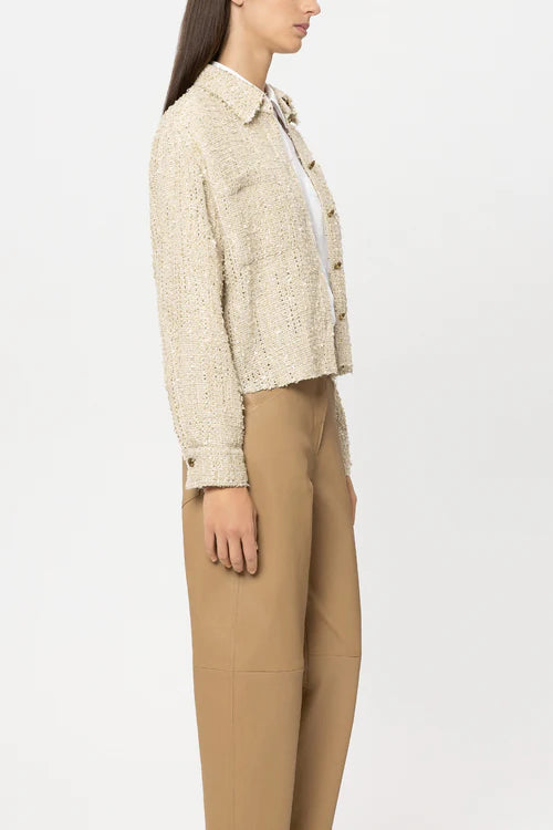 Luisa Cerano Cream Tweed Shirt Jacket