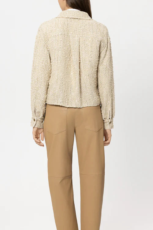 Luisa Cerano Cream Tweed Shirt Jacket