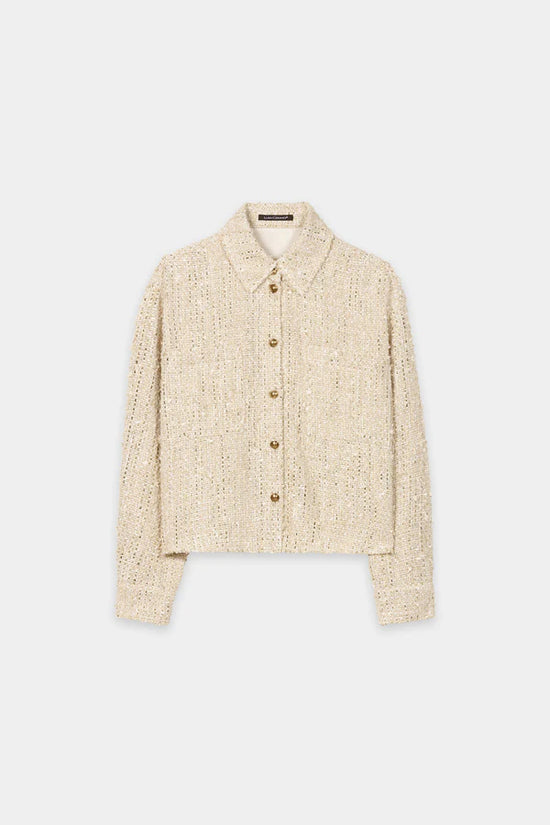 Luisa Cerano Cream Tweed Shirt Jacket