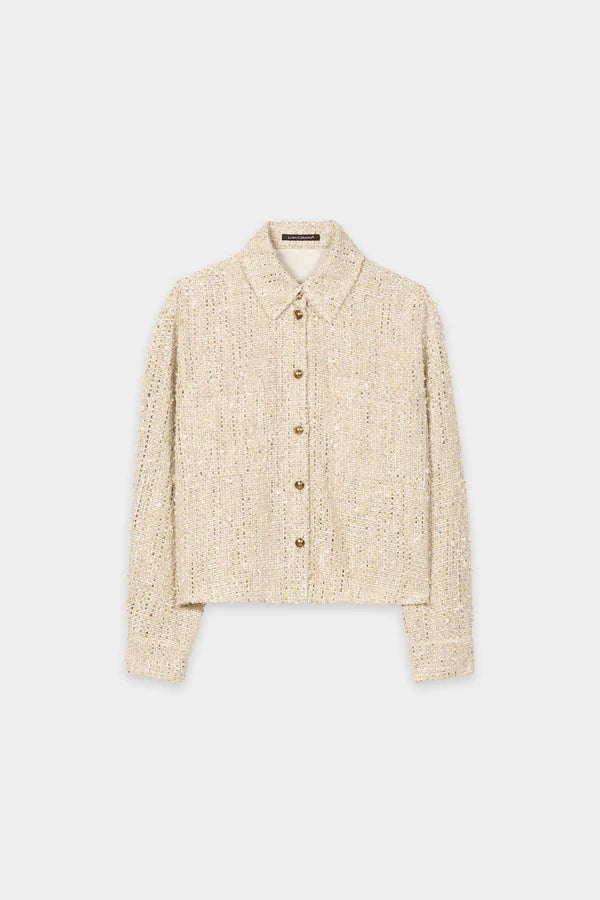 Luisa Cerano Cream Tweed Shirt Jacket