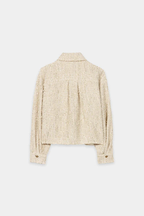 Luisa Cerano Cream Tweed Shirt Jacket