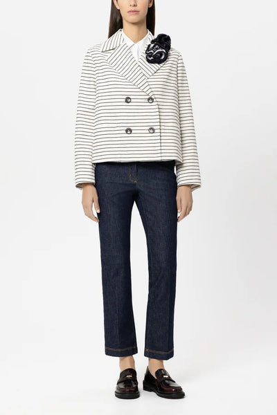 Luisa Cerano Striped Double Breasted Caban Jacket 438060