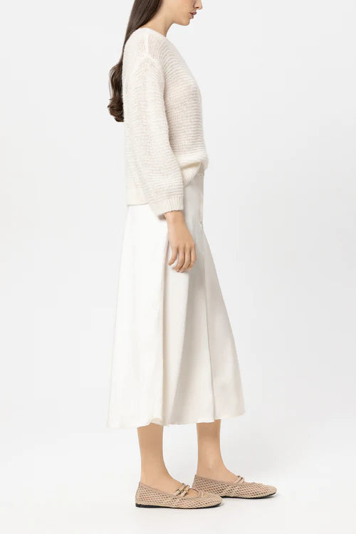 Luisa Cerano Cream Midi Satin Skirt