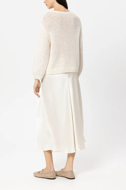 Luisa Cerano Cream Midi Satin Skirt