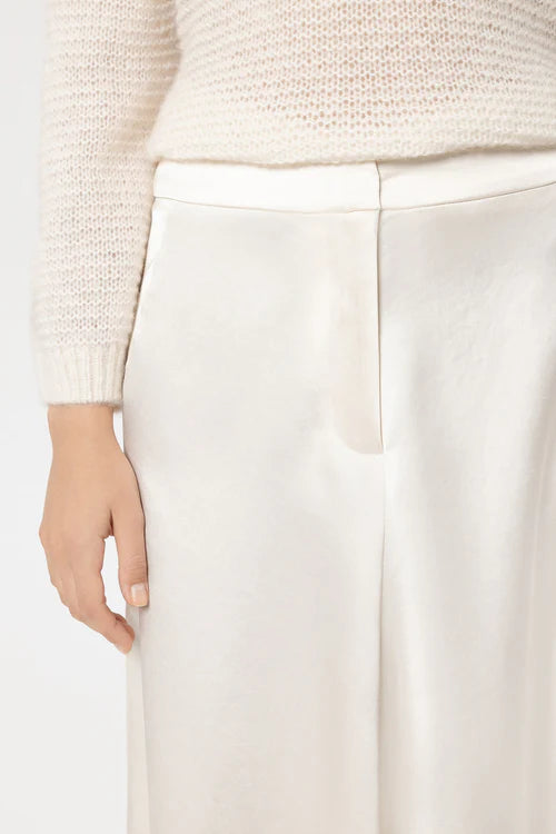 Luisa Cerano Cream Midi Satin Skirt