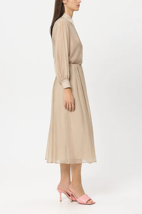 Luisa Cerano Camel Midi Skirt with Rhinestones