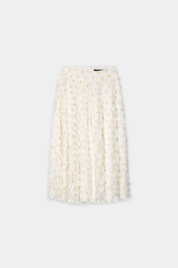 Luisa Cerano Ivory Maxi Skirt with Daisy Flowers