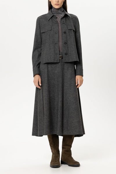 Luisa Cerano Grey Punto di Milano Slightly Flared Skirt 548354