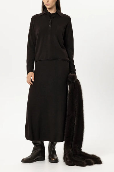 Luisa Cerano Truffle Cashmere Blend Long Skirt 548356