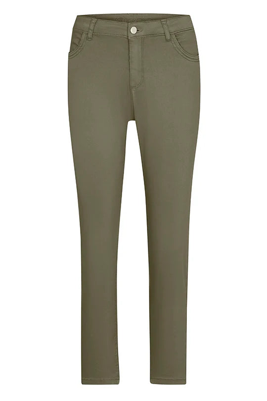 Faber Khaki Slim Fit Stretch Medium Rise Cotton Blend Trousers