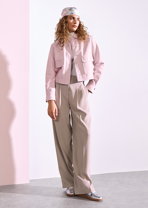 Riani Light Pink Soft Nappa Leather Jacket