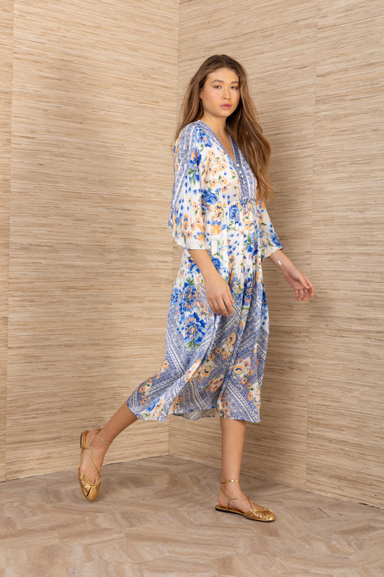 Hale Bob Blue Print Midi Dress