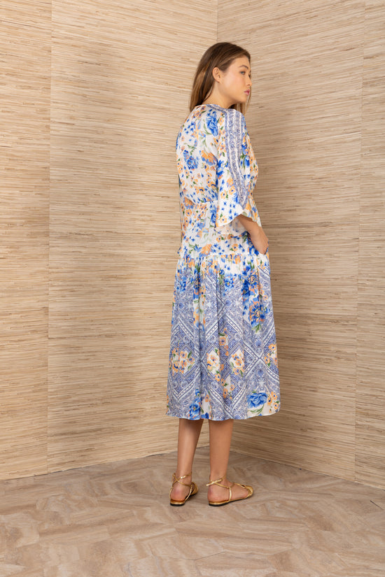 Hale Bob Blue Print Midi Dress