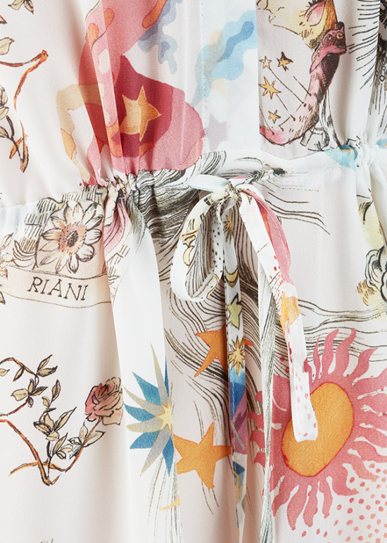 Riani Off-White Long Sleeve Maxi Dress with Dreamscape Print