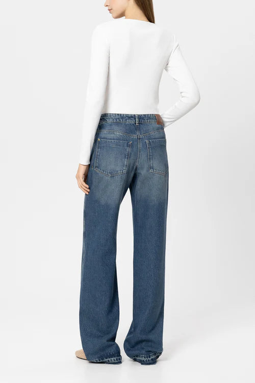 Luisa Cerano Denim Blue Straight Leg Tencel Jeans