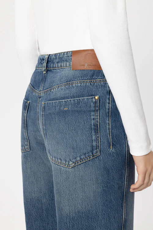 Luisa Cerano Denim Blue Straight Leg Tencel Jeans