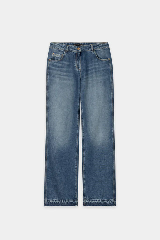 Luisa Cerano Denim Blue Straight Leg Tencel Jeans