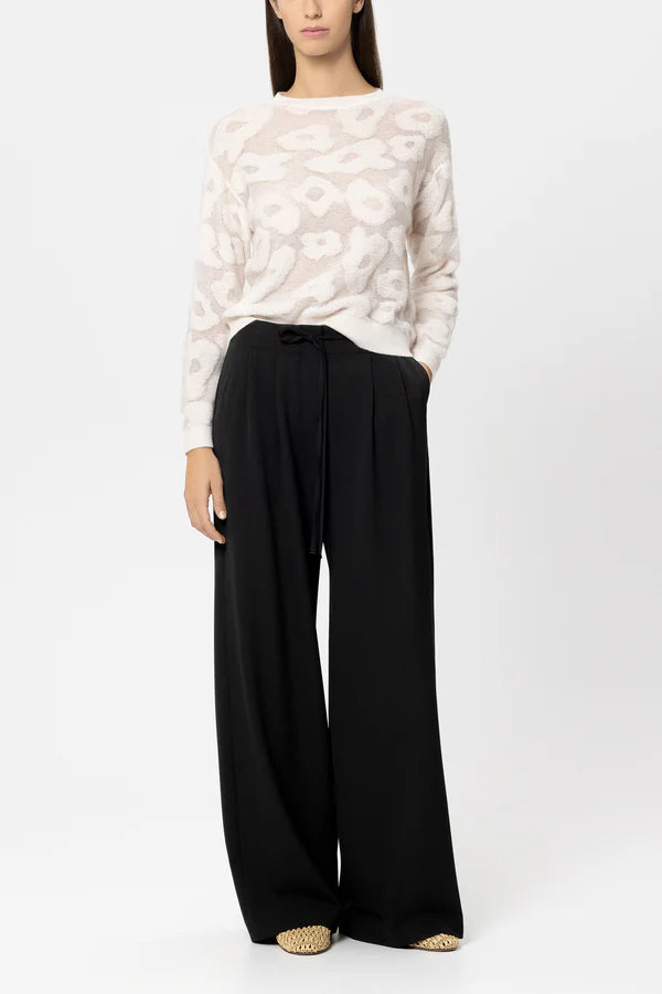 Luisa Cerano Black Wide Leg Trousers with Pleats