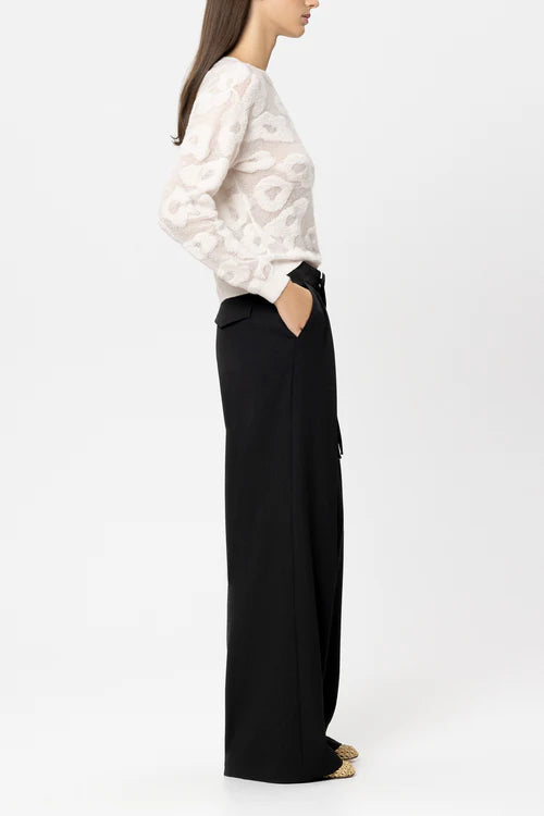 Luisa Cerano Black Wide Leg Trousers with Pleats