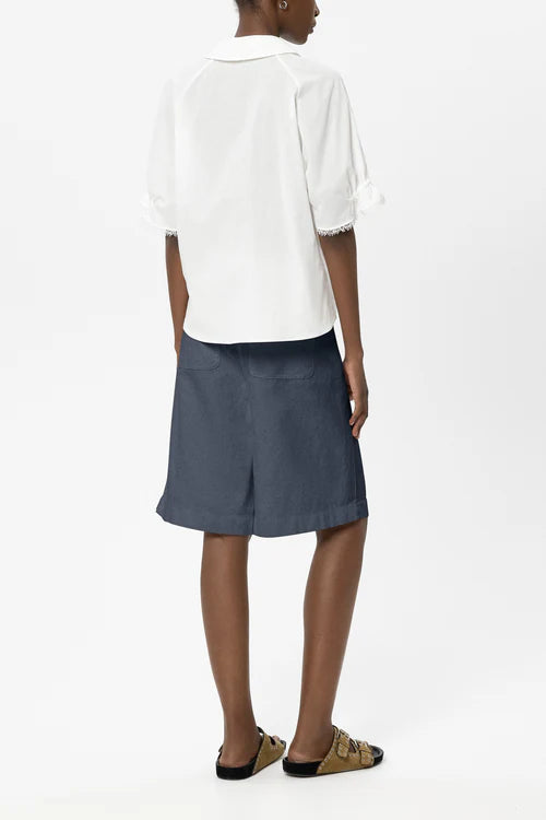 Luisa Cerano Tinted Blue Bermuda Shorts in Linen Blend