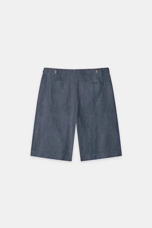 Luisa Cerano Tinted Blue Bermuda Shorts in Linen Blend