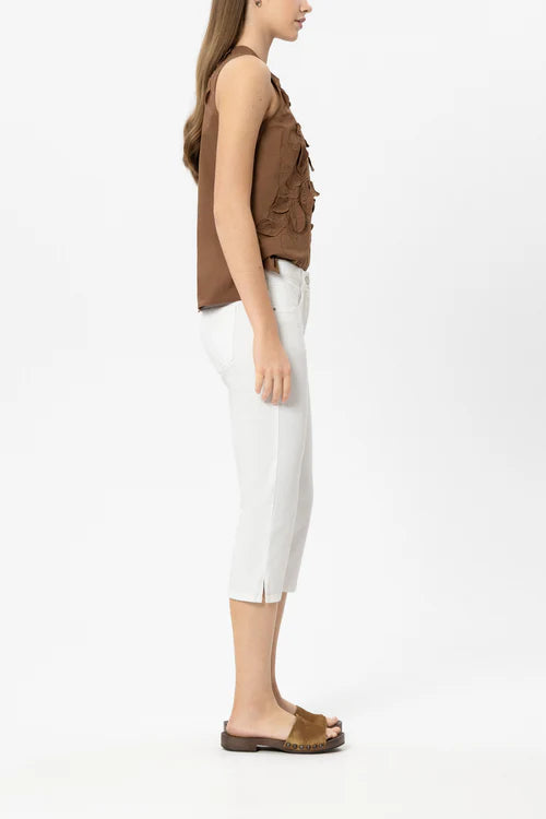 Luisa Cerano White Skinny Capri Denim Jeans