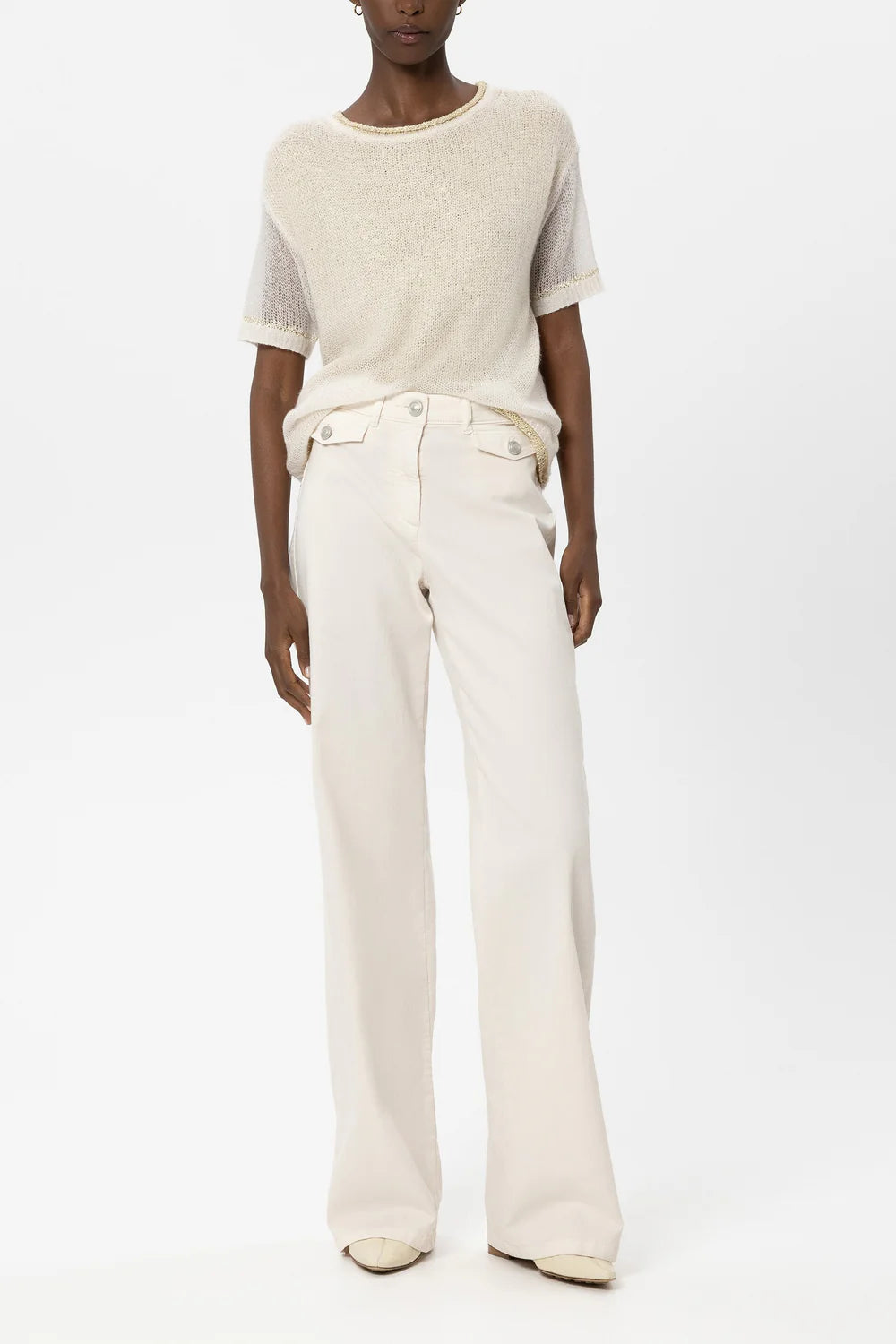 Luisa Cerano Milk Wide Leg Coloured Denim Jeans with Stretch