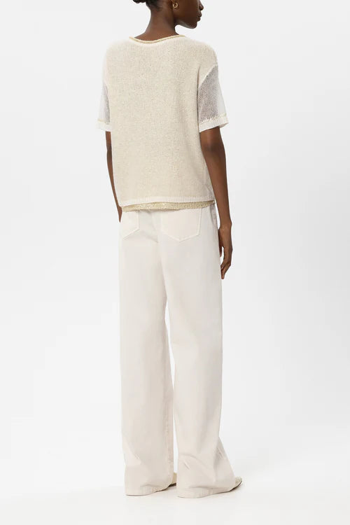 Luisa Cerano Milk Wide Leg Coloured Denim Jeans with Stretch