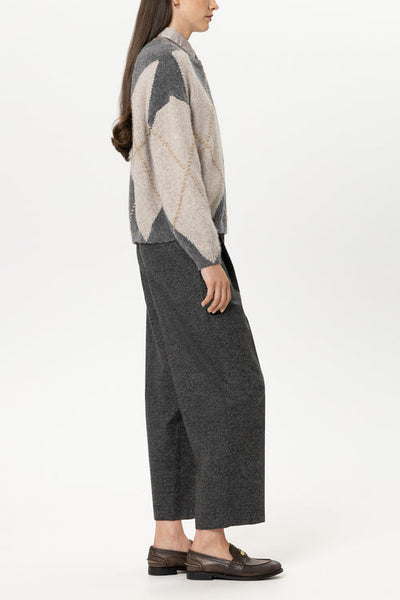 Luisa Cerano Anthracite Tapered Cropped Trousers 648958