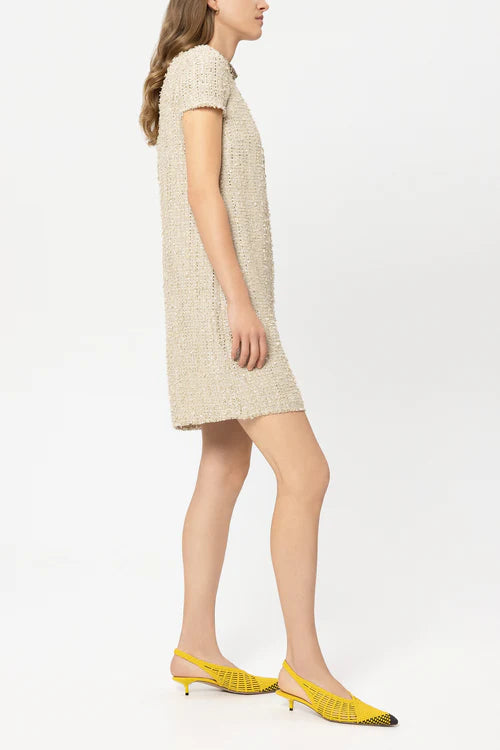 Luisa Cerano Light Camel Tweed Shift Dress