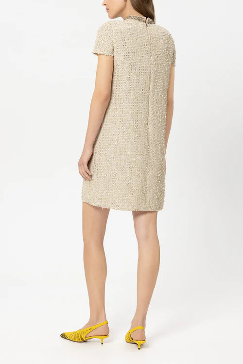 Luisa Cerano Light Camel Tweed Shift Dress