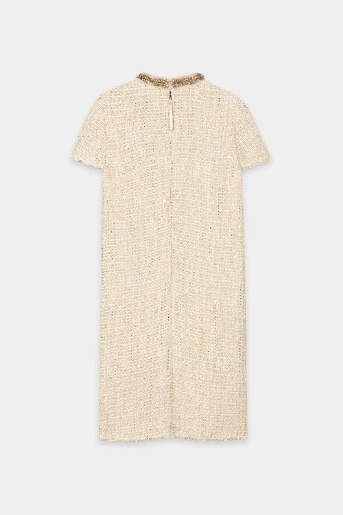 Luisa Cerano Light Camel Tweed Shift Dress