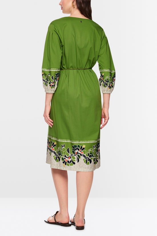 Marc Cain Green Cotton Midi Dress with Floral Print