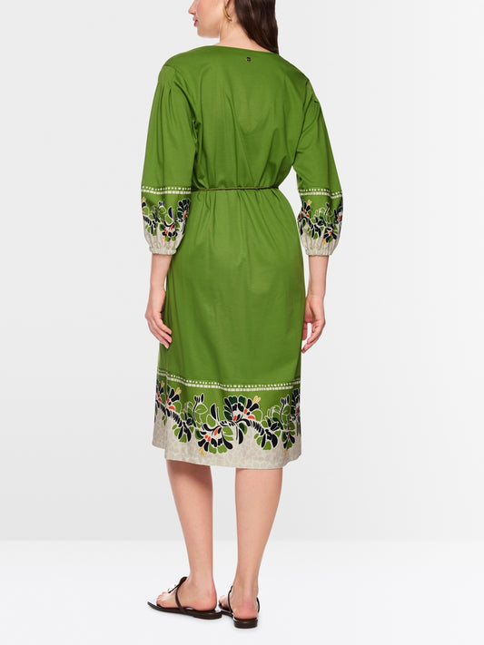 Marc Cain Green Cotton Midi Dress with Floral Print