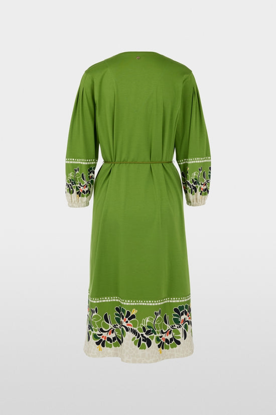 Marc Cain Green Cotton Midi Dress with Floral Print