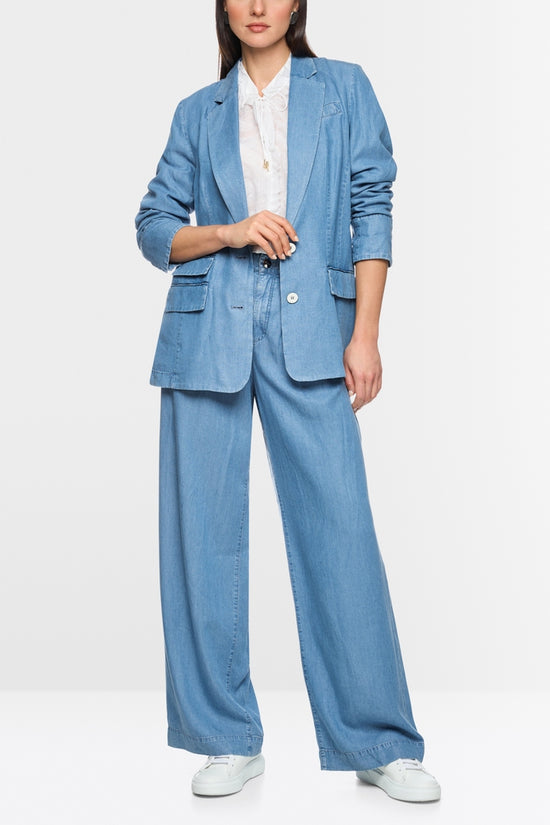 Marc Cain Light Blue Denim Oversized Single Breasted Jacket
