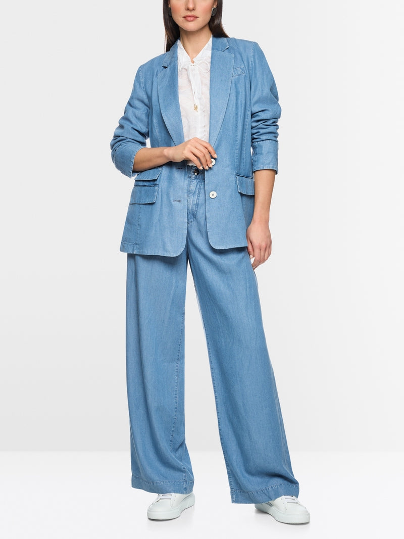 Marc Cain Light Blue Denim Oversized Single Breasted Jacket