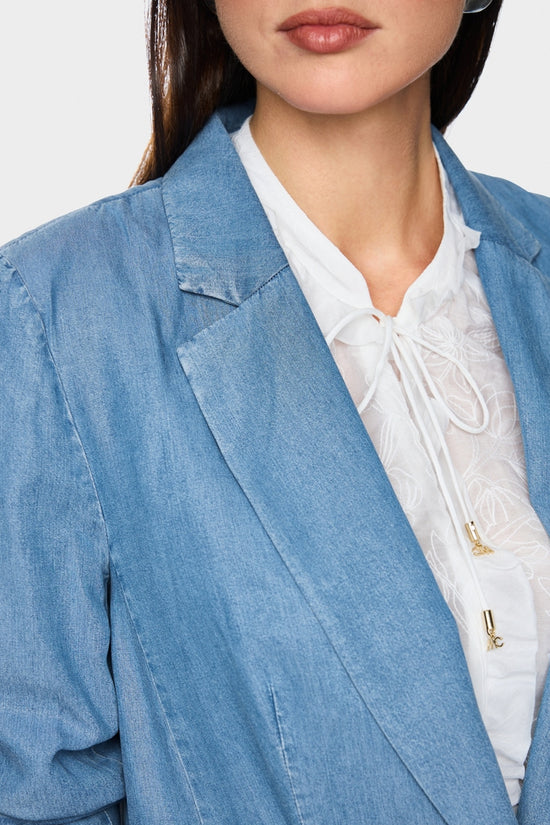 Marc Cain Light Blue Denim Oversized Single Breasted Jacket