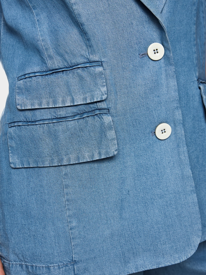 Marc Cain Light Blue Denim Oversized Single Breasted Jacket