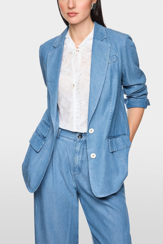 Marc Cain Light Blue Denim Oversized Single Breasted Jacket