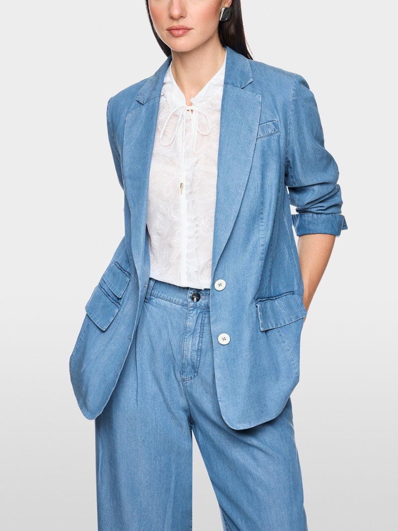 Marc Cain Light Blue Denim Oversized Single Breasted Jacket