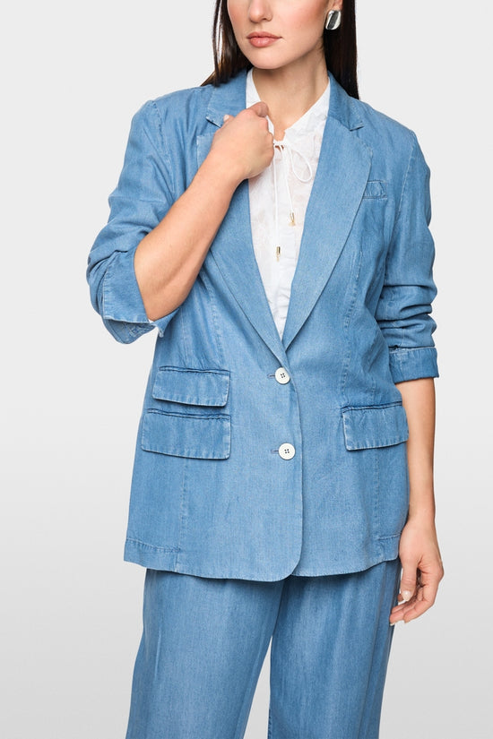 Marc Cain Light Blue Denim Oversized Single Breasted Jacket