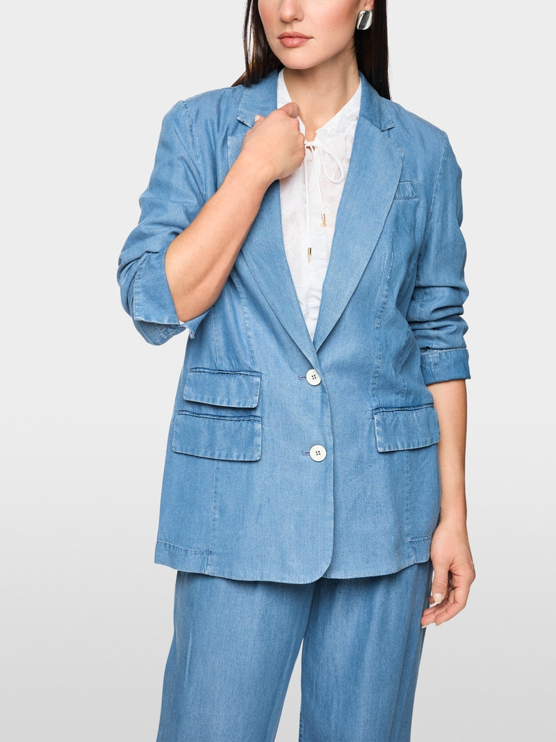 Marc Cain Light Blue Denim Oversized Single Breasted Jacket