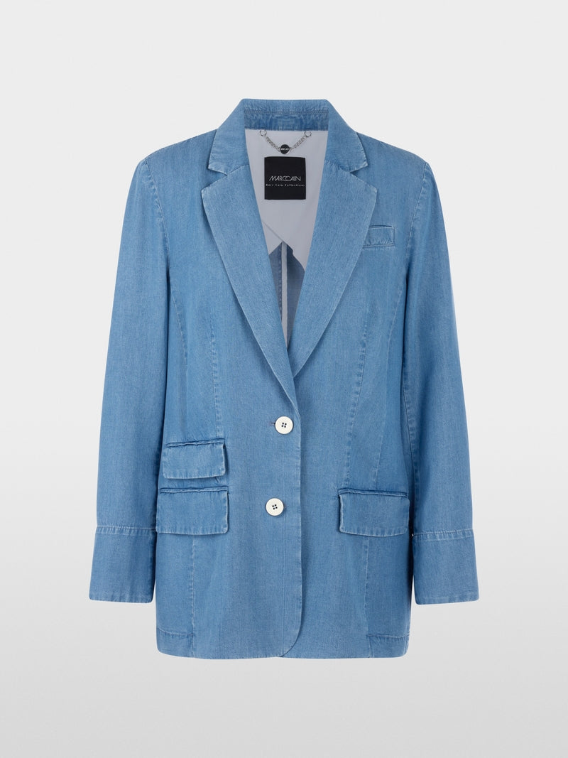 Marc Cain Light Blue Denim Oversized Single Breasted Jacket