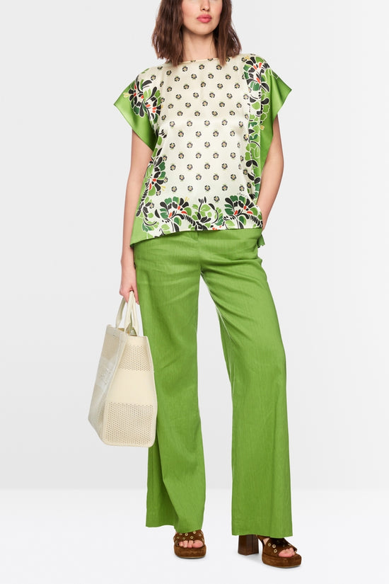 Marc Cain Ecru Blouse-Style Top with Hibiscus Print 