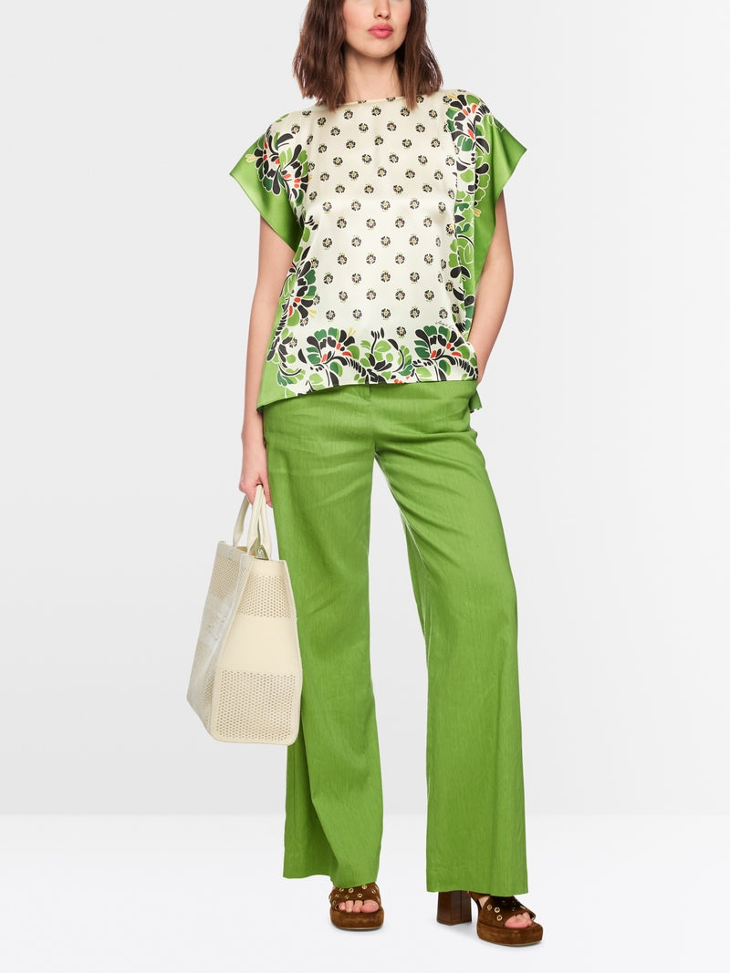Marc Cain Ecru Blouse-Style Top with Hibiscus Print 